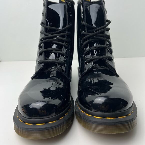 Dr. Martens Black Patent Leather Classic 1460 Lace Up Combat Boots - Picture 3 of 12